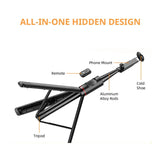 1.83M Selfie Stick Tripod for Vlogging, Aluminum Telescoping Smartphone Holder with Wireless BT Remote Control, Extendable Cellphone Tripod Cold Shoe Accessories, Adjustable Phone Content Creator Tool, Stocking Fillers Gift